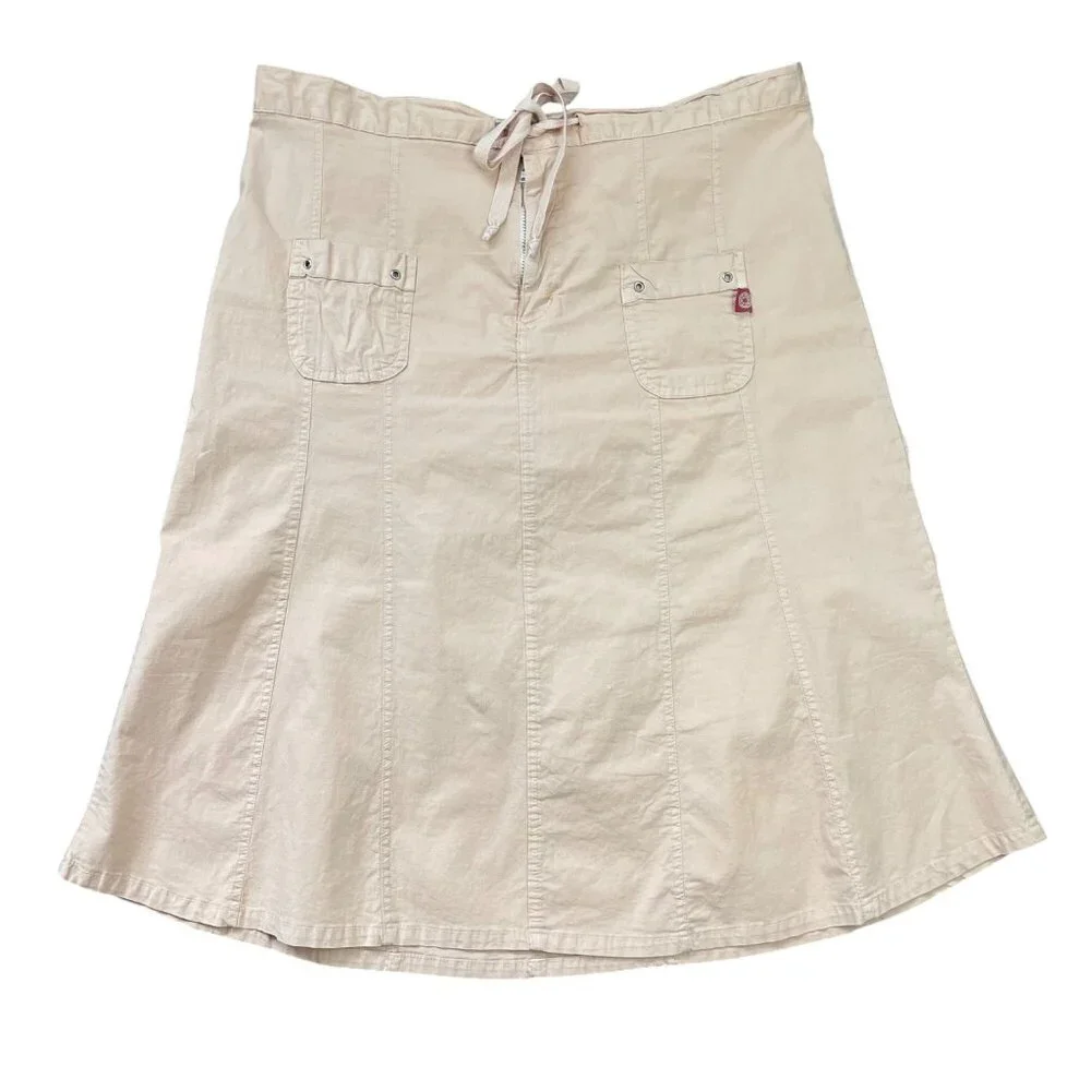 XCVI Wearables Womens Drawstring A-Line Skirt‎ Size Medium Cotton Pockets Peach